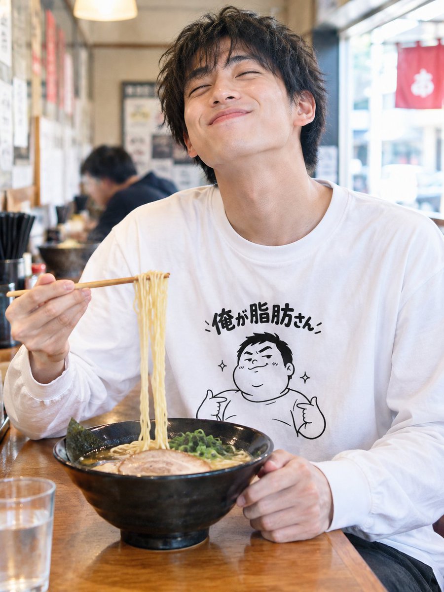 unico8138's tweet photo. 「オメガ脂肪酸」を堂々ともじった
どうしようもないダジャレTシャツです。
今日も胸を張って生きていきます🍜

…といいつつちょっとダジャレが恥ずかしいのでイラストは控えめに載せておきます😣

#SUZURI #Tシャツトリニティ #コレステロール
このTシャツの詳細は↓ https://t.co/5nnHt9UPtT
