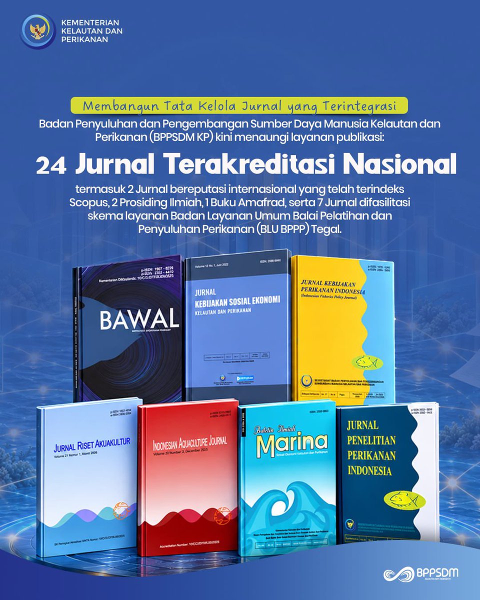 bppsdm_brpsdi's tweet photo. @bppsdm_kp terus memperkuat tata kelola 24 jurnal ilmiah terakreditasi nasional dan internasional melalui peningkatan koordinasi antarunit dan pengelola editorial, pemulihan layanan, serta migrasi OJS 2 ke OJS 3.5.0-5 LTS bersama @bppsdm_bp3tegal

#KKPGOID #SDMKP #JurnalBPPSDMKP https://t.co/VKHNJTJTQS