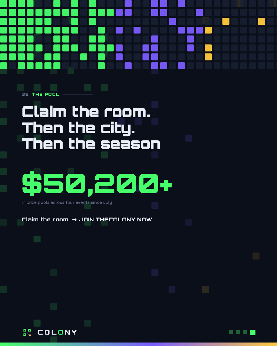 colonyofficial_'s tweet photo. Most events end and hand you a list of forty names you can't place.

A #COLONY scan keeps who it was, where you were, and which event — so two weeks later the list still means something.

Your score doesn't reset when you leave the city either. Four events, three cities, one season. Badges and standing carry across all of them.

$50,200+ in prize pools since July.

Claim the room. → https://t.co/AmYtBwIPtQ