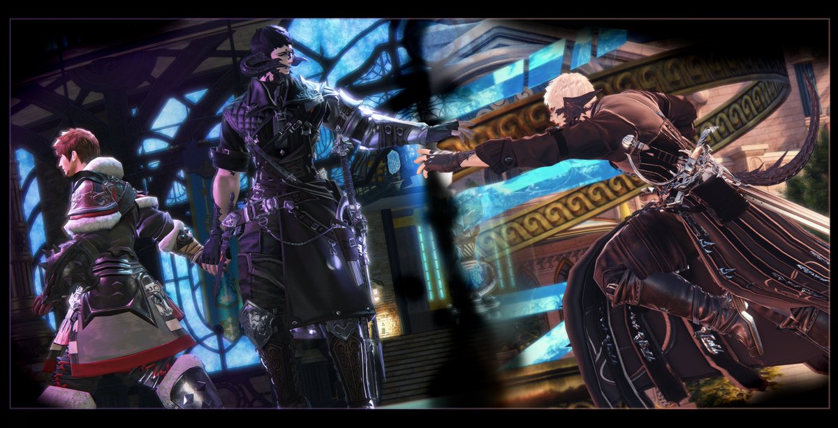 Bug_XIV's tweet photo. Story-ish scene of my twins & their hubby #Wolbert
Rhett (left) is my WoL, and when he fuses with Ardbert he's the only one of two who can continue to see him. Ren (right) tries, but he's not a shard of Azem like they are, despite sharing nearly everything else with his twin https://t.co/GvuOzQ8IT6