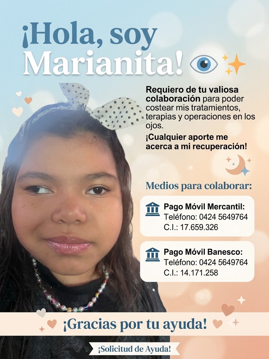 mariani87784922's tweet photo. Bendecida noche 🙏🏻 aún sigo sin la amo m corresponde faltan $350 , trileptal diario d por vida y lograr operar mis ojitos para tener calidad d vida.
Cada aporte suma 

Pago móvil
Mercantil
04245649764
17659326

 https://t.co/ESYf3oYlWq https://t.co/xYUX3iKf6B