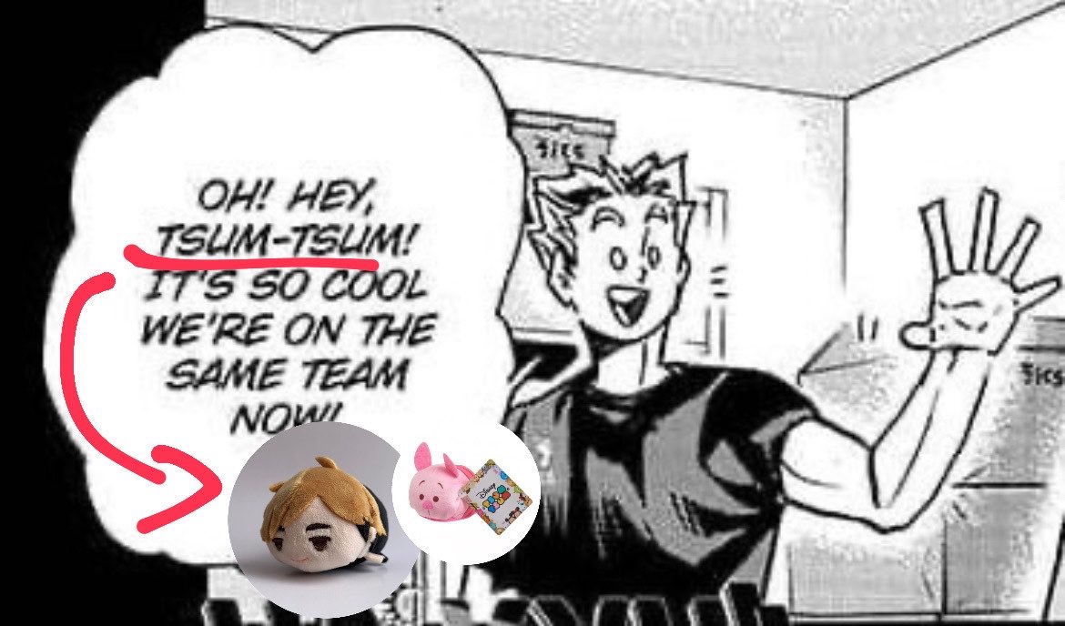 acervodoakaashi's tweet photo. ver o bokuto chamar o atsumu de “tsum-tsum” me faz pensar que ele vê o atsumu como aqueles bonequinhos redondinhos da disney kkkkkk https://t.co/1t8DxO47SQ