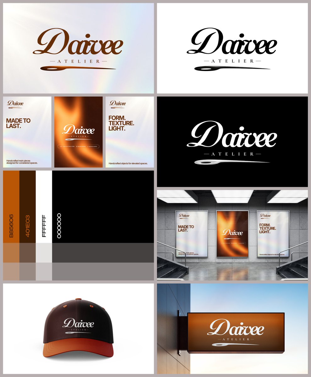 Olmxdd's tweet photo. Created this Brand identity for Daivee Atelier...took me 3 hours and here is the final result 🍃

screaming premium https://t.co/IWvM0kHozP