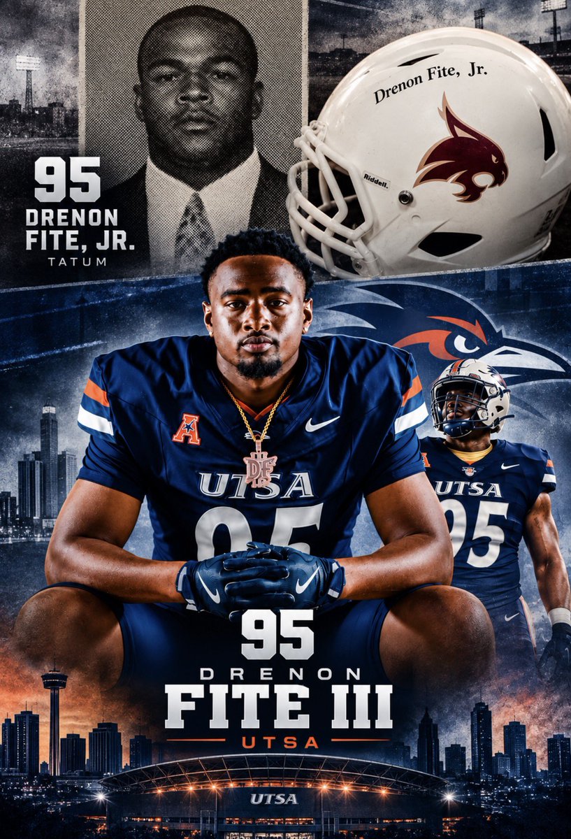 fitedj's tweet photo. Some things in football hit different!🥹🏈￼
Trey went 2-0 against my alma mater, Texas State, during his time with the Ragin’ Cajuns — and YES, he made sure Dad heard about it! 😂 

But now the story has come full circle.

In his FINAL college season, my son is wearing #95 for @UTSAFTBL  as a grad transfer — the same number his old man wore.

Different generation. Different uniform. Same blood. Same number. Same FITE‼️🤙🏾🏈 @theJJPerez @BirdsUpJavi @AlamoAudible 
@CoachTraylor @CoachNelly_97 @KurtTraylor @CoachJessLoepp 
#FiteBoyz #95 #FamilyLegacy #NoQuitJustFITE #UTSA #BirdsUp