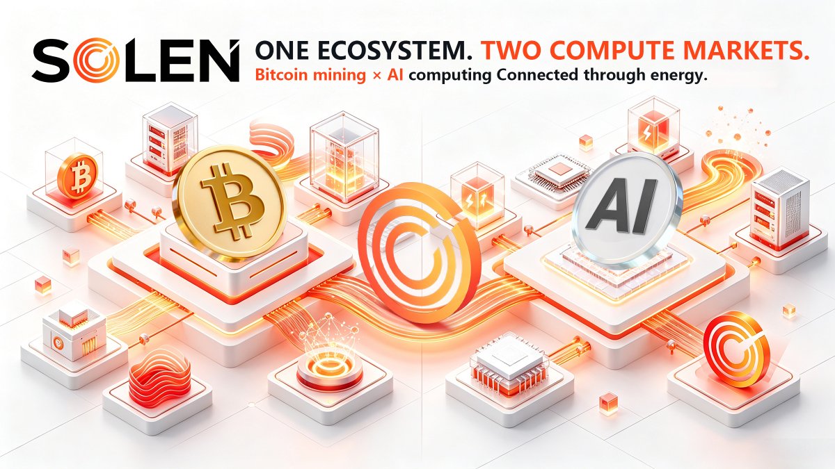 SOLENUNITY's tweet photo. Different hardware. Connected infrastructure.

ASICs mine Bitcoin. GPUs run AI workloads.
SOLEN brings compute, energy and operations into a shared coordination framework to help capacity meet demand.
#SOLEN #AI #BTC #BOT https://t.co/Y5ySImRAiL