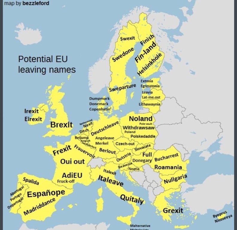 GermanyCatboy's tweet photo. Most of these suck unironically 🇪🇺

I’d only support leaving if the Pun name makes sense.

Approved, GTFO - 🇮🇪, 🇫🇮, 🇸🇪, 🇩🇰, 🇪🇪, 🇵🇱, 🇨🇿, 🇬🇷, 🇮🇹, 🇦🇹, 🇫🇷, 🇳🇱, 🇵🇹, and 🇨🇾

You’re not leaving - 🇩🇪, 🇱🇻, 🇱🇹, 🇷🇴, 🇧🇬, 🇭🇷, 🇸🇮, 🇧🇪, 🇪🇸, 🇭🇺, and 🇸🇰. https://t.co/cKFBOs1k0w