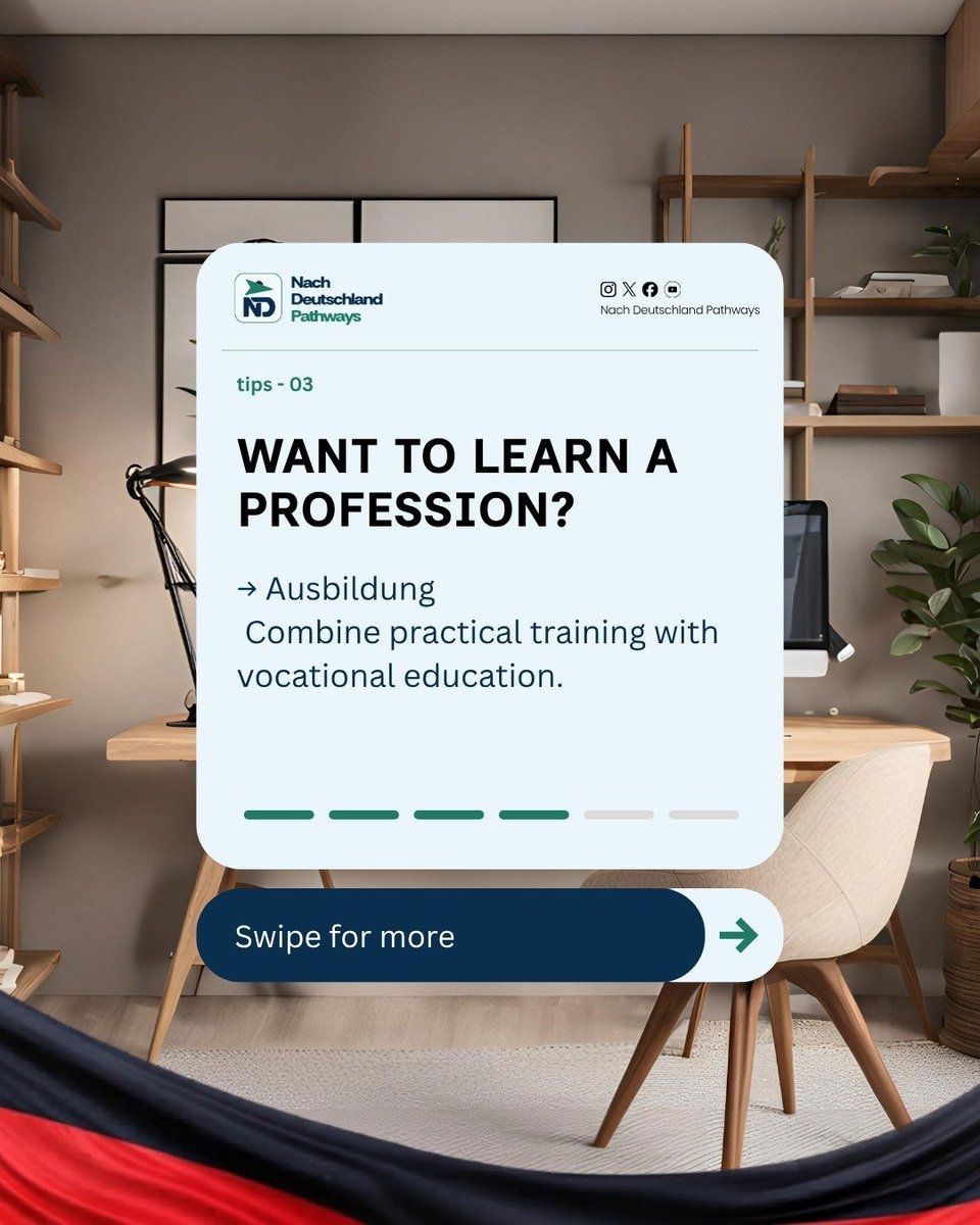 NDPathways01's tweet photo. Not everyone needs the same pathway to Germany.

Your education, qualifications, work experience, career goals, and language skills can all influence which opportunity is most suitable for you. From university and Ausbildung to skilled employment and the Opportunity Card... https://t.co/KOj9Icju5Q