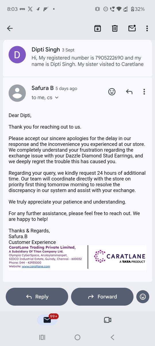 ashish3110's tweet photo. @CaratLane @BandBajaateRaho 
In caretlane, it seems no one bother to take the responsibilities to do the things as required. Only 24 hours more timeline requested by staff just to delay the entire process. I send a mail on 3rd sep, got reply that in 24 hours, we will get reply, https://t.co/uDJHy8IUFe