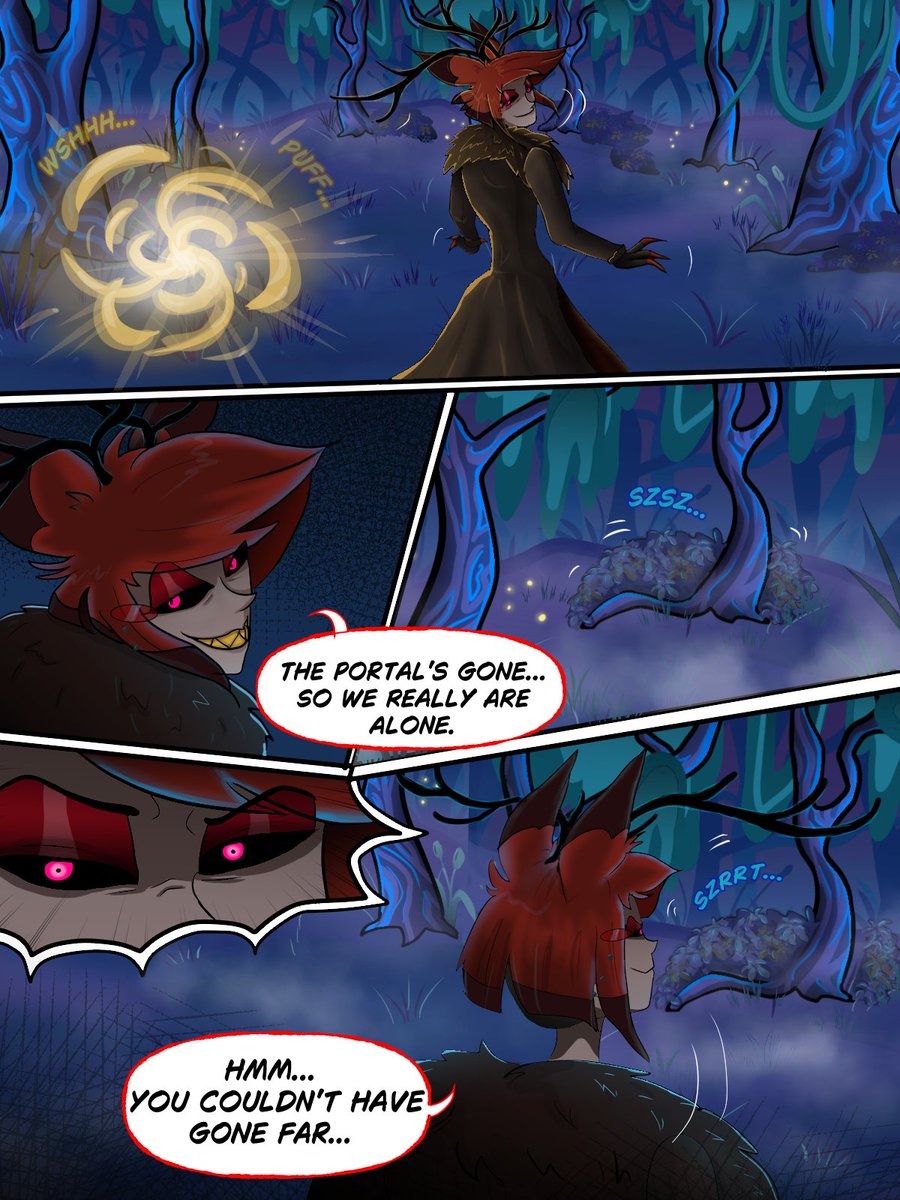 charoiterose's tweet photo. 🐺❤️ CHASE ME, BEAST! — Part 4

#RadioApple #HazbinHotel #LuciferMorningstar #Alastor #FanComic #HazbinHotelFanart https://t.co/PLFI8JNad9