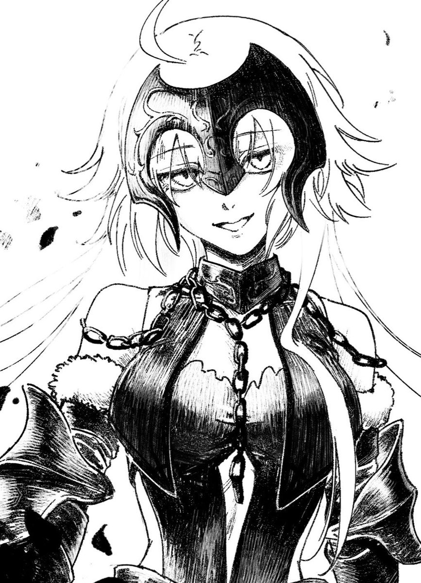 TaintedPyro's tweet photo. Jeanne studies her for a moment, suspicion easing into faint amusement at the honesty.

　　“Curiosity’s better than some pathetic excuse. —— And if you can feel my strength from there, maybe your instincts aren’t completely useless. Keep talking. You’ve got my attention.” https://t.co/jIyu6AwFca