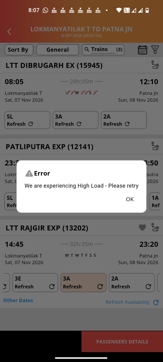 g_singham's tweet photo. Can a Normal user book ticket in this situation it's 08:20 and still I can't even refresh the page @AshwiniVaishnaw @ANI @prabhatkhabar @aajtak @RailMinIndia https://t.co/XH49cgZTn6