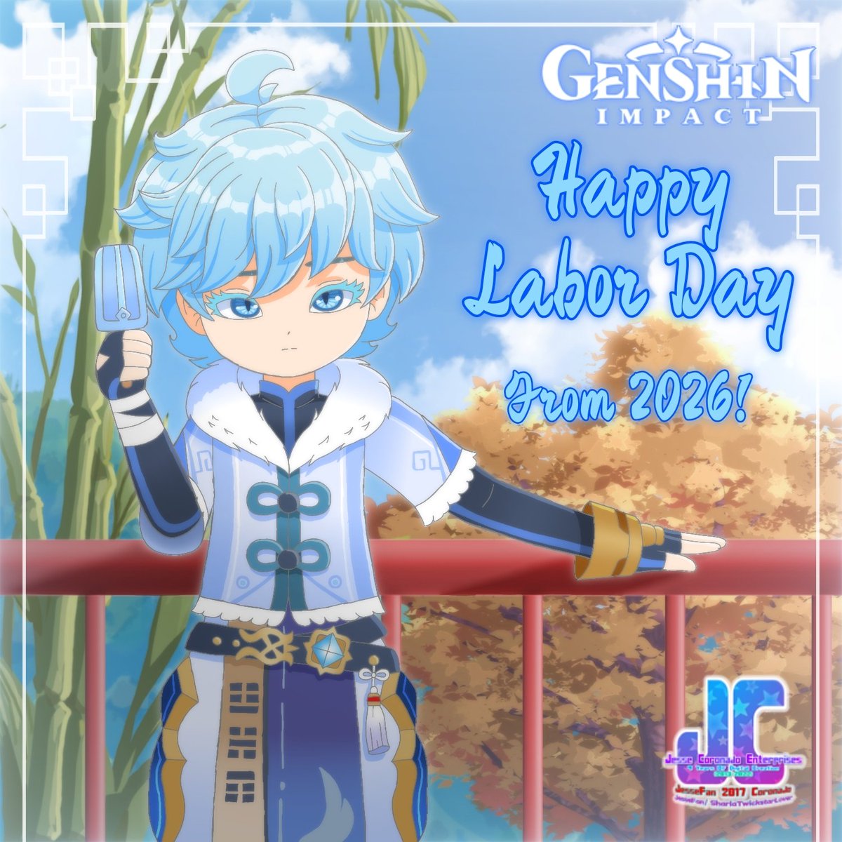 JesseFanSharla1's tweet photo. Happy Labor Day from 2026!

And also, Happy Birthday to Chongyun!
❄️🎉❄️🎉❄️🎉❄️

#LaborDay #Chongyun #GenshinImpact https://t.co/FckrcNwMsp