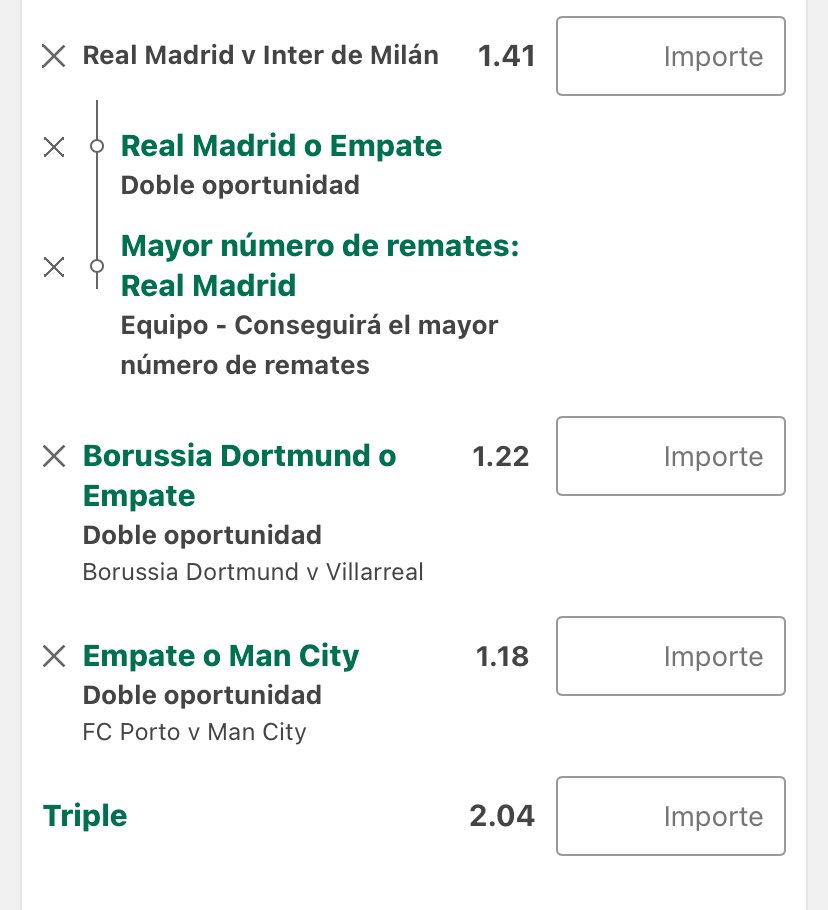 JavoBets's tweet photo. En su momento hice un reto de cuotas x2 en Champions y me fue bien, por eso ahora vamos a arrancar con reto escalera que se harán los días de Champions (quiere decir esta semana tendremos 3 pasos entre martes y jueves).

🪜Así vamos para el paso 1/6: https://t.co/B0YVyTk9jd