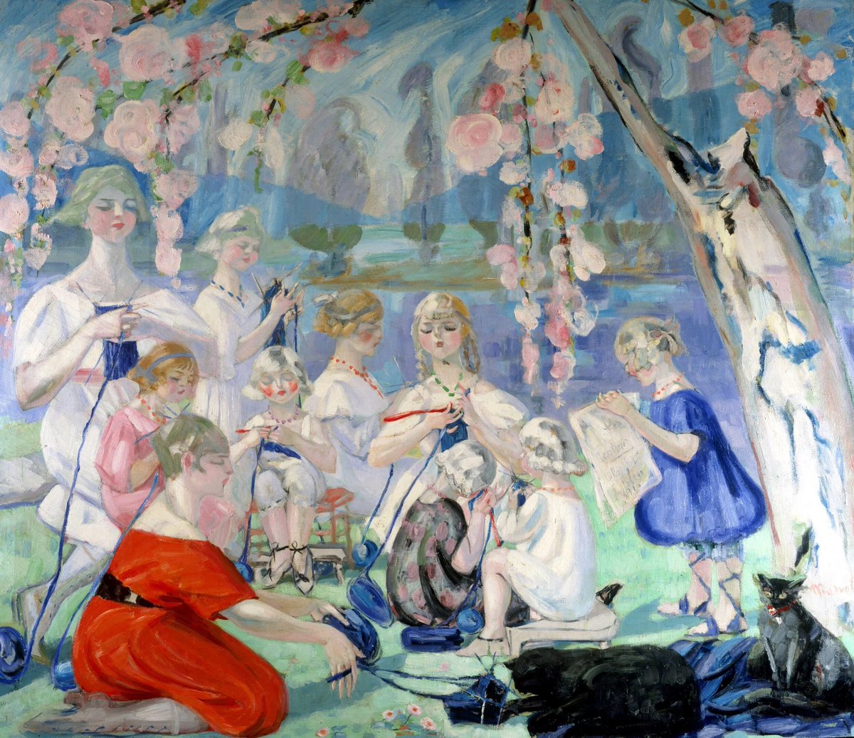 hollycurates's tweet photo. adore the dreamy softness of Jacqueline Marval's work

1/ Daphnis et Chloé, 1913
2/ Plage Rose, la Côte des Basques,  c. 1923
3/ Jardin de ma Voisine, 1923
4/ Les Tricoteuses, 1915 https://t.co/fQcMSb26sc