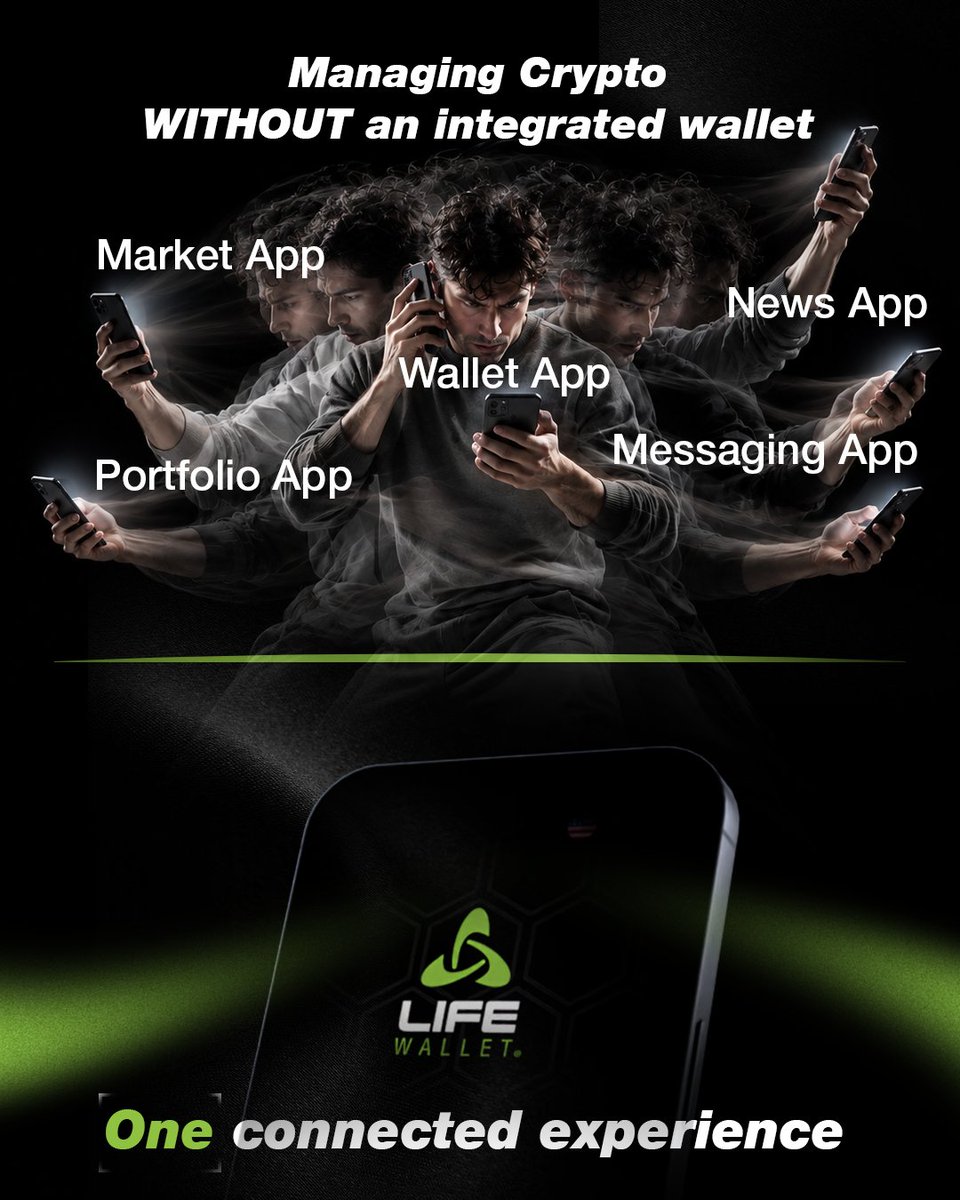 LifeWallet's tweet photo. Managing digital assets shouldn't feel like managing five different apps.

LIFE Wallet does more than just hold your assets. Manage, move, understand, and use your digital assets, all in one connected place.

Less switching. Less friction. More focus on what you're actually trying to do.

Would you prefer one integrated wallet experience or separate apps for everything? 👇