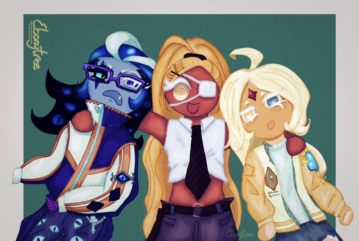 Ebonytree4's tweet photo. Finished the Urban Break collab drawing! :D Couldn't decide which one I liked more so, I'm sending both. First is softer, and the second is sharper

#crk #shadowmilkcookie #timekeepercookie #purevanillacookie #cookierunkingdom #crkfanart https://t.co/8g2rfqWKpc