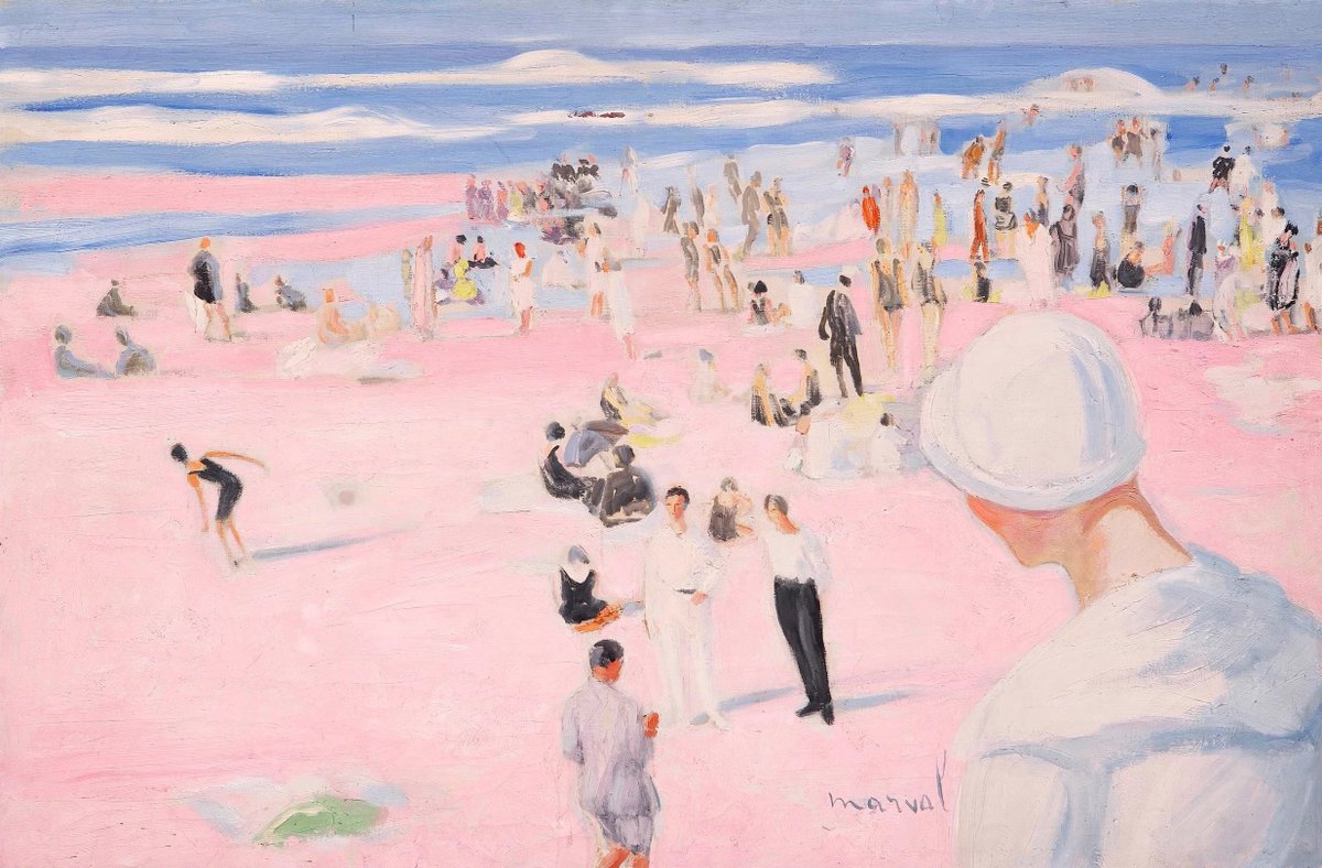hollycurates's tweet photo. adore the dreamy softness of Jacqueline Marval's work

1/ Daphnis et Chloé, 1913
2/ Plage Rose, la Côte des Basques,  c. 1923
3/ Jardin de ma Voisine, 1923
4/ Les Tricoteuses, 1915 https://t.co/fQcMSb26sc