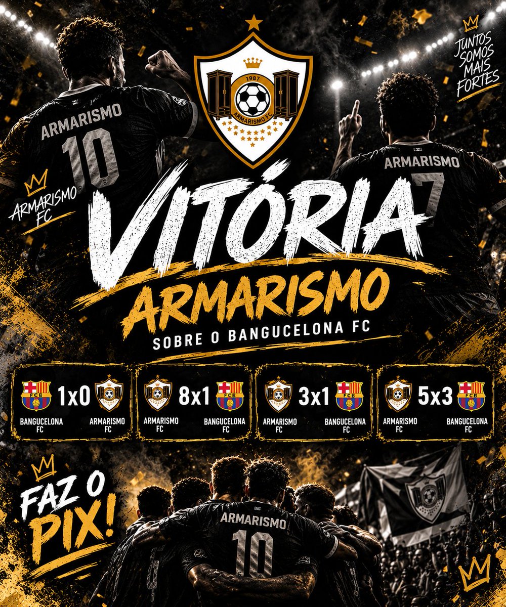 Armarismo's tweet photo. VITÓRIA ARMARISMO!
Contra o Bangucelona FC, foram quatro partidas de muita emoção. Depois de começar atrás, o ARMARISMO reagiu, atropelou e venceu.
RESPEITA O ARMARISMO!
E pra quem ficou devendo… FAZ O PIX! 💸😂#ArmarismoFC #FazOPix https://t.co/UxJWhATnp9