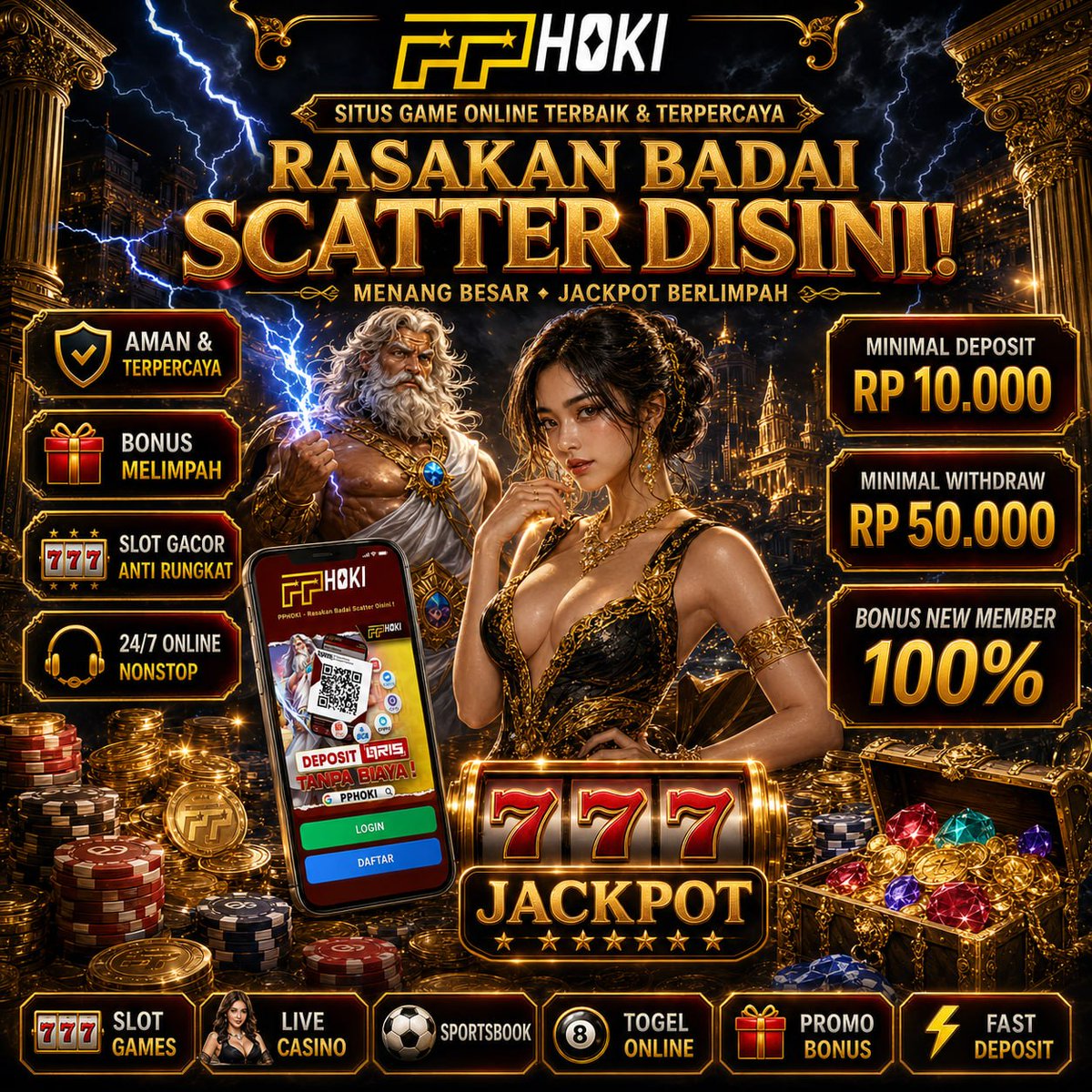 a_ariellya's tweet photo. ⚡️ RASAKAN BADAI KESERUAN BERSAMA PPHOKI! ⚡️

🎁 Bonus New Member 100%
📲 Deposit QRIS tanpa biaya

Saatnya masuk ke arena PPHOKI dan nikmati sensasi permainan yang lebih maksimal! 🚀 👉 https://t.co/qzMcsABHPg

#PPHOKI #BonusNewMember #DepositQRIS https://t.co/mFV1wkPLKG