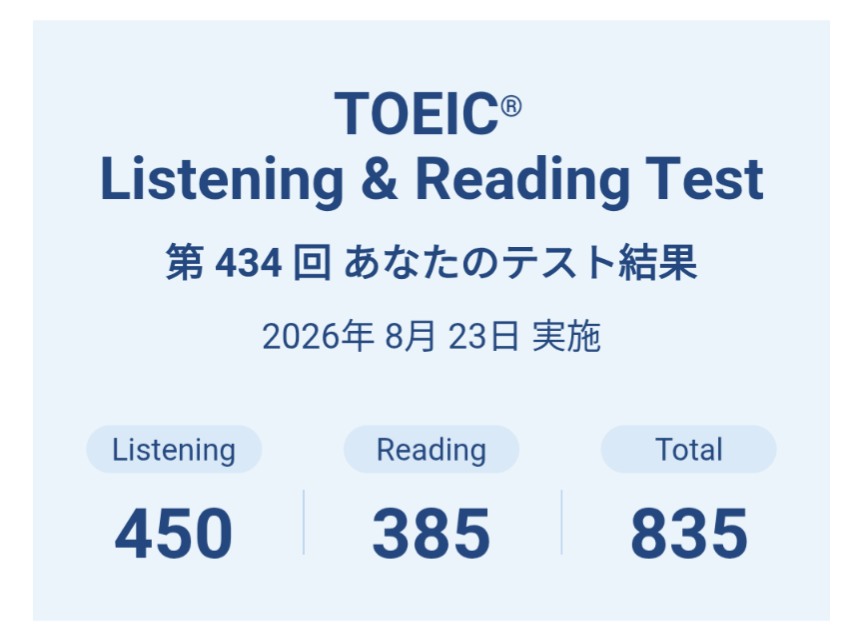 strai419's tweet photo. #TOEIC 自己記録更新👏and目標点到達🎊 https://t.co/8iV2fhBbTZ