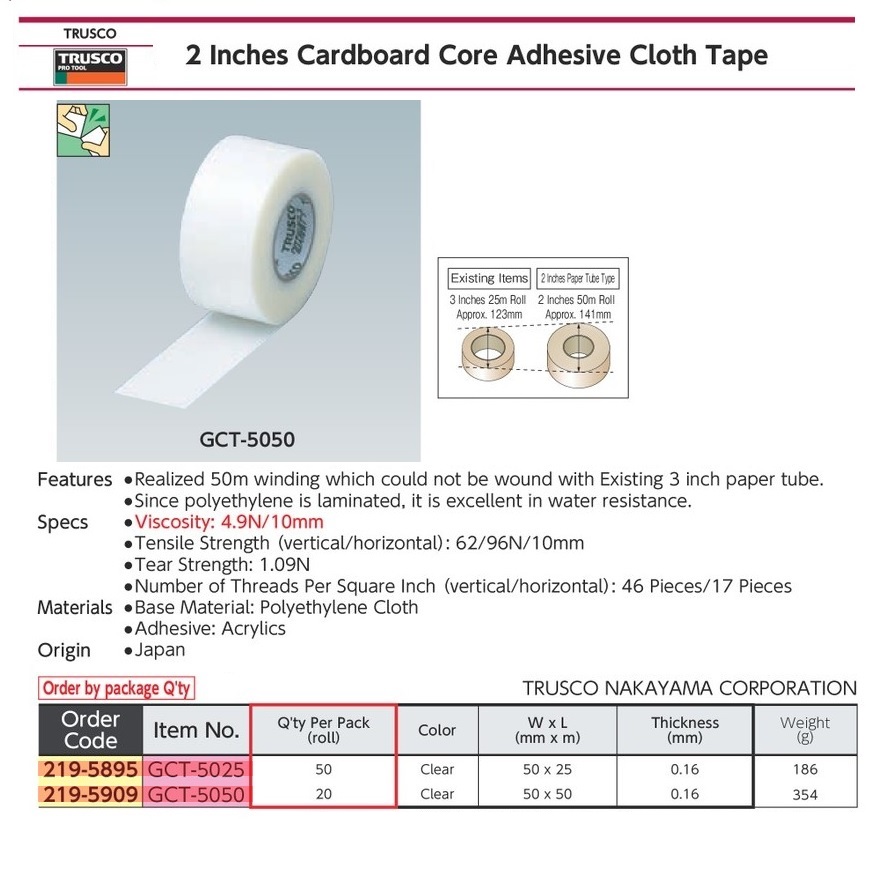EkaputraPra's tweet photo. Cardboard Core Adhesive Cloth Tape Clear TRUSCO
Cardboard Core Type Polyethylene Cloth Tape 50mmx25m TRUSCO GCT-5025
#trusco #adara
Supply by CV Adara Bintang Caraka
WA : 081938310824
Website : https://t.co/pZKGcSl5rp https://t.co/mgUnXxfZWP