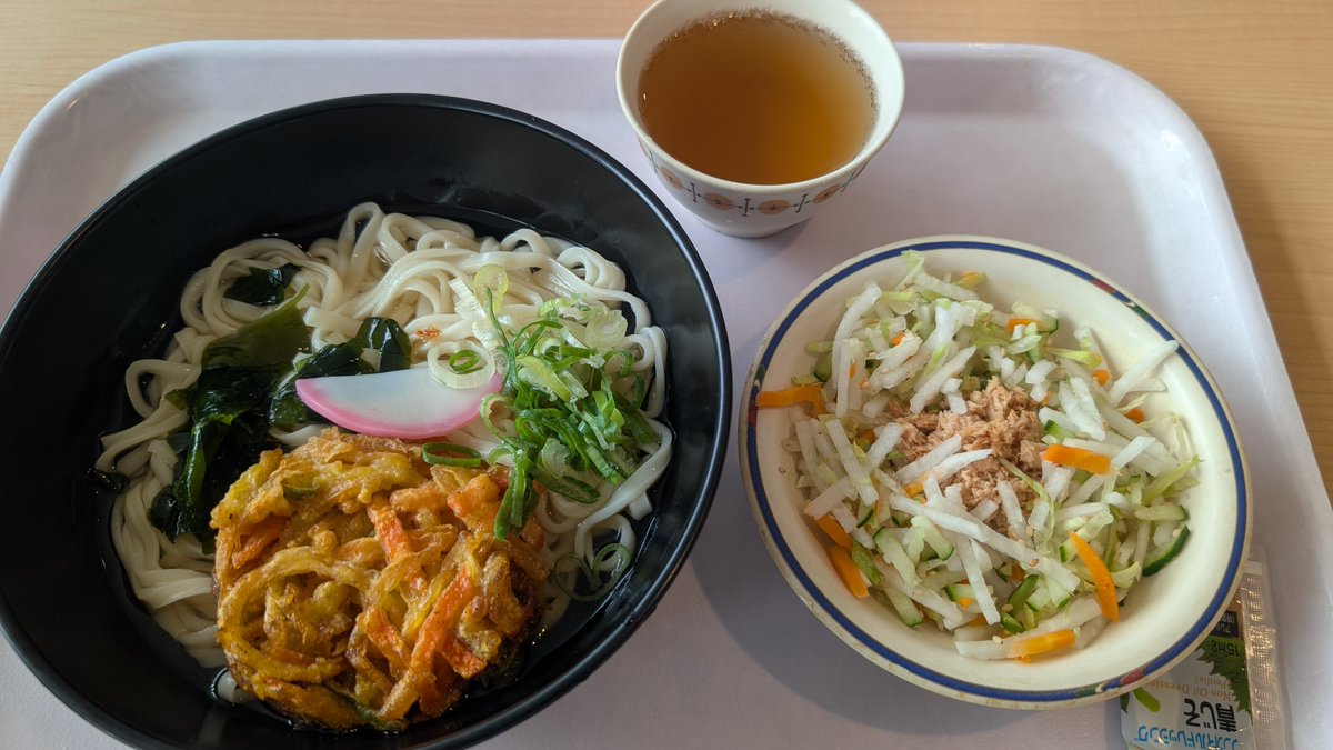 Asher202203's tweet photo. #社食 #ランチ
#稲庭風 #冷やしうどん
#ツナ と #大根 の #サラダ
411+70 481 #kcal https://t.co/VCexBztRDs