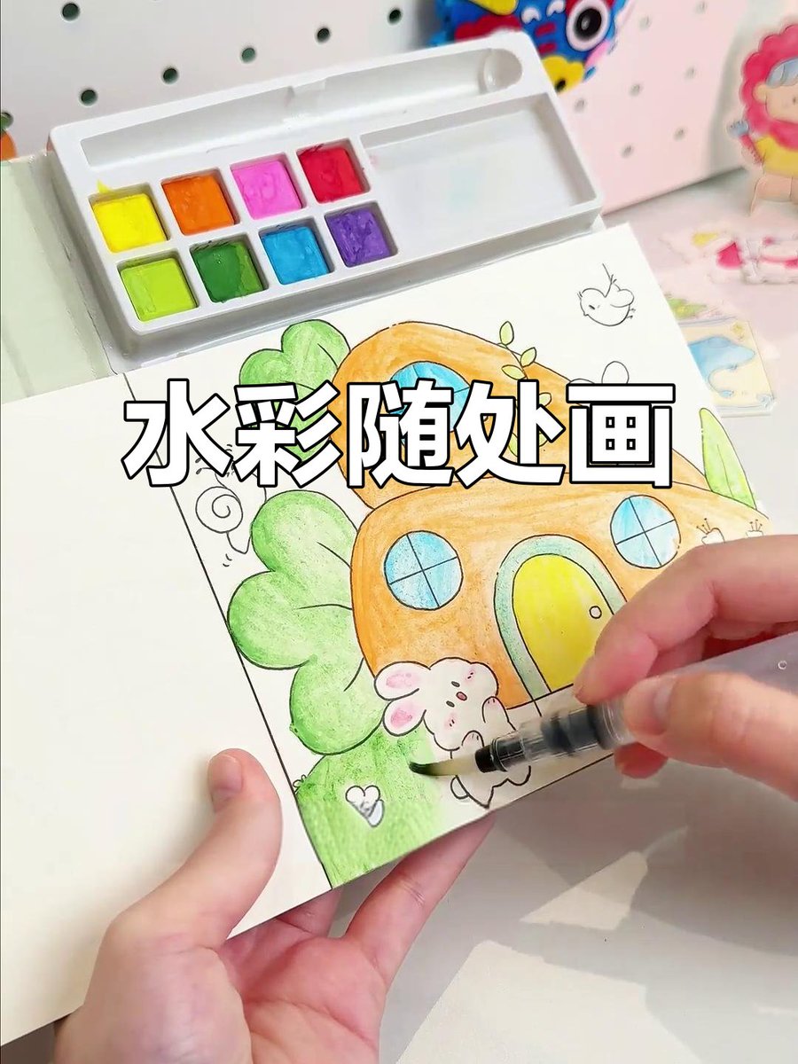 esmamercimek's tweet photo. Looking to pick up a new hobby Try watercolor doodling—no fancy tools needed, just paper and a few basic brushes. Small, fun steps lead to big joy! https://t.co/a4eMF7ZIzG