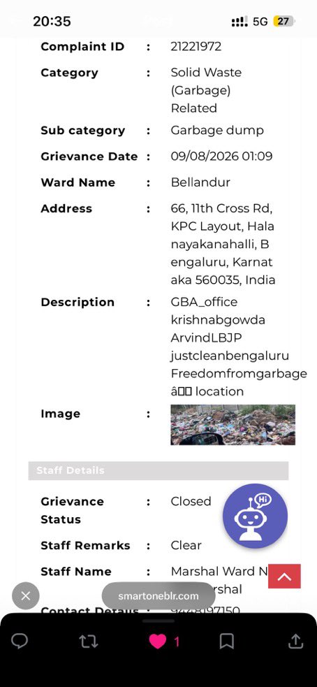 adarsh_L_murthy's tweet photo. @GBA_office @krishnabgowda sir my previous complaint was closed and no action was taken and the trash still remains and keeps getting added . Request your help in clearing this https://t.co/pS49njX4zh
