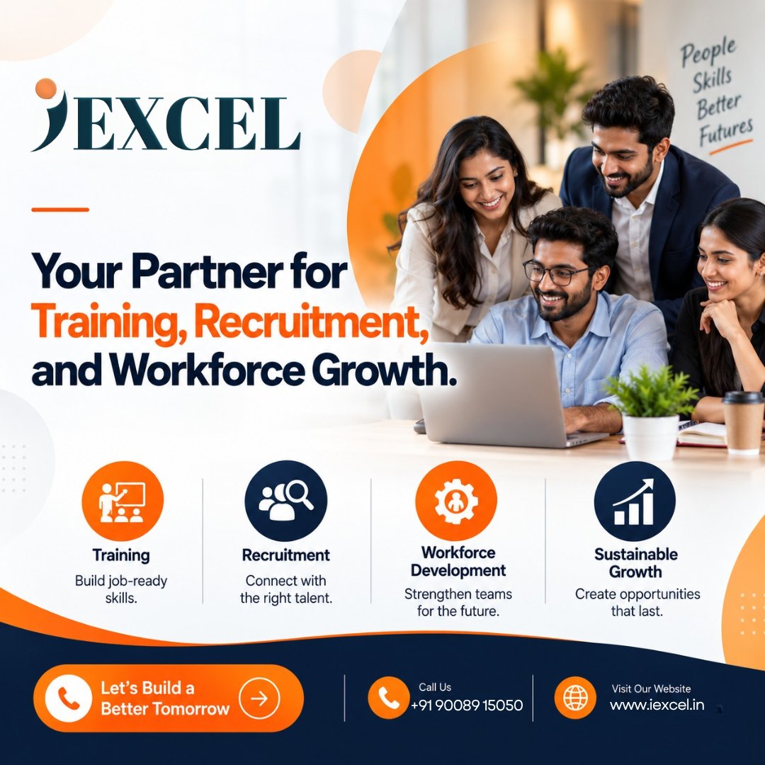 IexcelLearning's tweet photo. Your Partner for Training, Recruitment, and Workforce Growth

At IEXCEL, we help organisations and individuals achieve growth through:

📞 Contact Us: +91 90089 15050
🌐 https://t.co/N93yQrd1iJ

#IEXCEL #TrainingAndDevelopment #SkillDevelopment #RecruitmentSolutions https://t.co/pBHktx06Jo