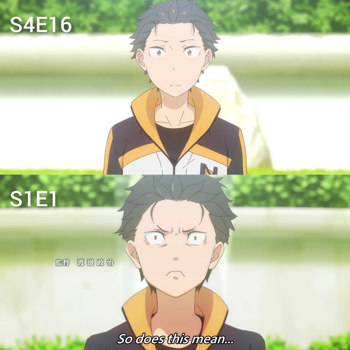 xboxanimee's tweet photo. S4E16 vs S1E1, Subaru's character design https://t.co/PfXDBc1FGt