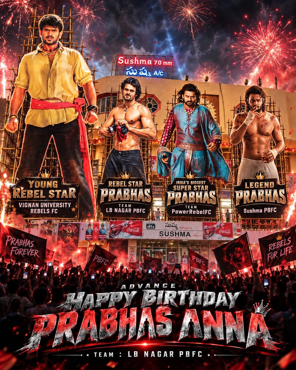 ivdsai's tweet photo. With 4 Cutouts Planning...

Pre-Birthday Celebrations of Rebel Star Prabhas at Rebel Park, Sushma 70MM on October 2nd.

By LB Nagar PBFC, along with LB Nagar Power Rebels, Team Unique TFI, Vignan University Rebels FC &amp; Sushma PBFC.

#Prabhas #PreBirthdayCelebrations https://t.co/oNRfVyJiio