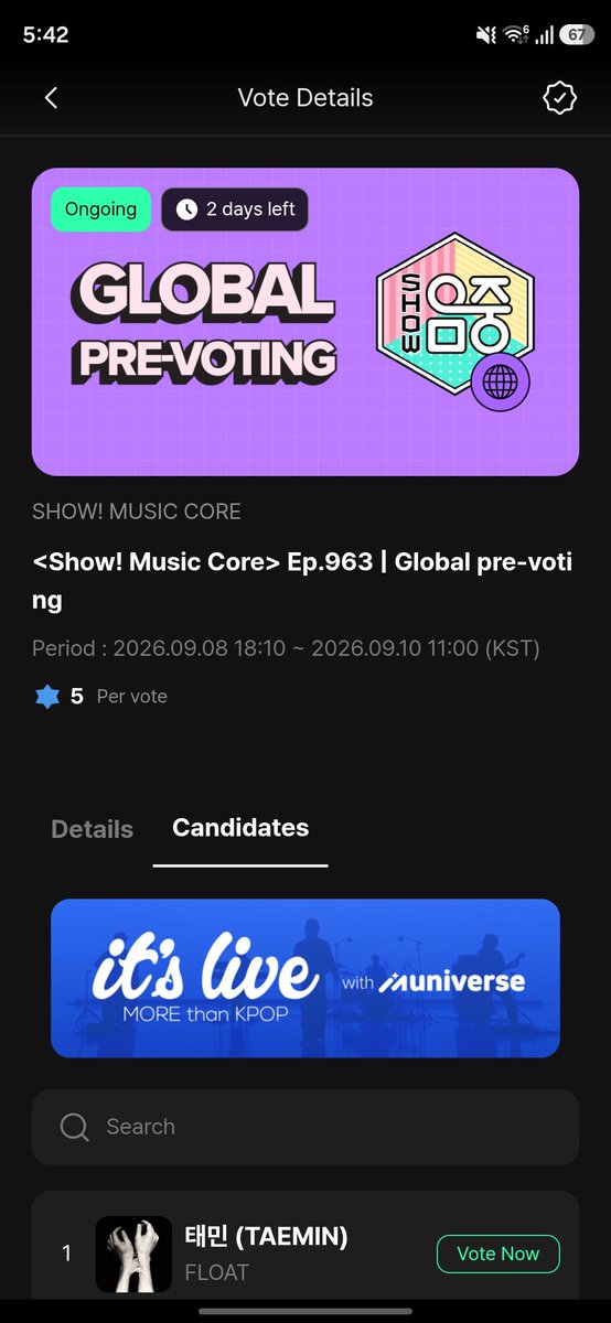 xolovemich_ss's tweet photo. Pre-voting for Show Music Core is now open, everyone! Use your blue Lumy for this and vote for Skibidi! Let's give our best for HyoRiSoo. 💗

#GirlsGeneration_HRS
#소녀시대_효리수 #효리수 https://t.co/ccKLvITTbj