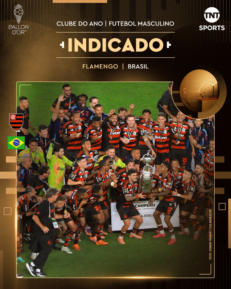 TNTSportsBR's tweet photo. É O MENGÃO NO TOPO DO MUNDO! 🇧🇷🤩 Flamengo é um dos indicados para melhor clube do ano, na Bola de Ouro. Vai conquistar? Tem Liberta e Brasileiro na conta da última temporada! 
#FBR https://t.co/F5wJ6xcCsQ