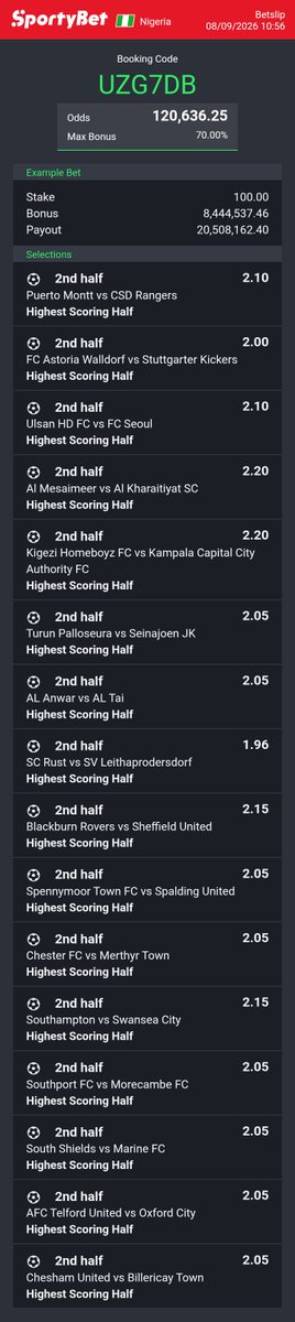 phinobiz's tweet photo. Long throat odds 🔥 120,000 + odds
 all today games. 

Well researched highest scoring half games. 

#50 gets you 10million+ 

#take calculated risk. 

Play, edit, flex and win

@Ruby0361 @Mrbankstips @sportxanalytics https://t.co/TkcVNAL7ej