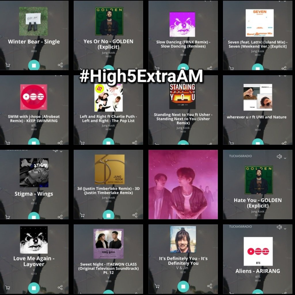 TaeKook_Radio's tweet photo. Thanks @RadioTucka56 for 🎶 by #V #JUNGKOOK &amp; #BTS this morning on the #High5ExtraAM

#WinterBear 
#YesorNo #Golden 
#SlowDancing #LayoVer
#Seven  🏝 #Latto
#SWIM #ARIRANG 
#LeftandRight #Puth
#StandingNextToYou #Usher
#WhereverUR #UMI 
#Stigma 
#3D #Timberlake 

#TKRadio ❤️💜 https://t.co/77eK4VBuNX