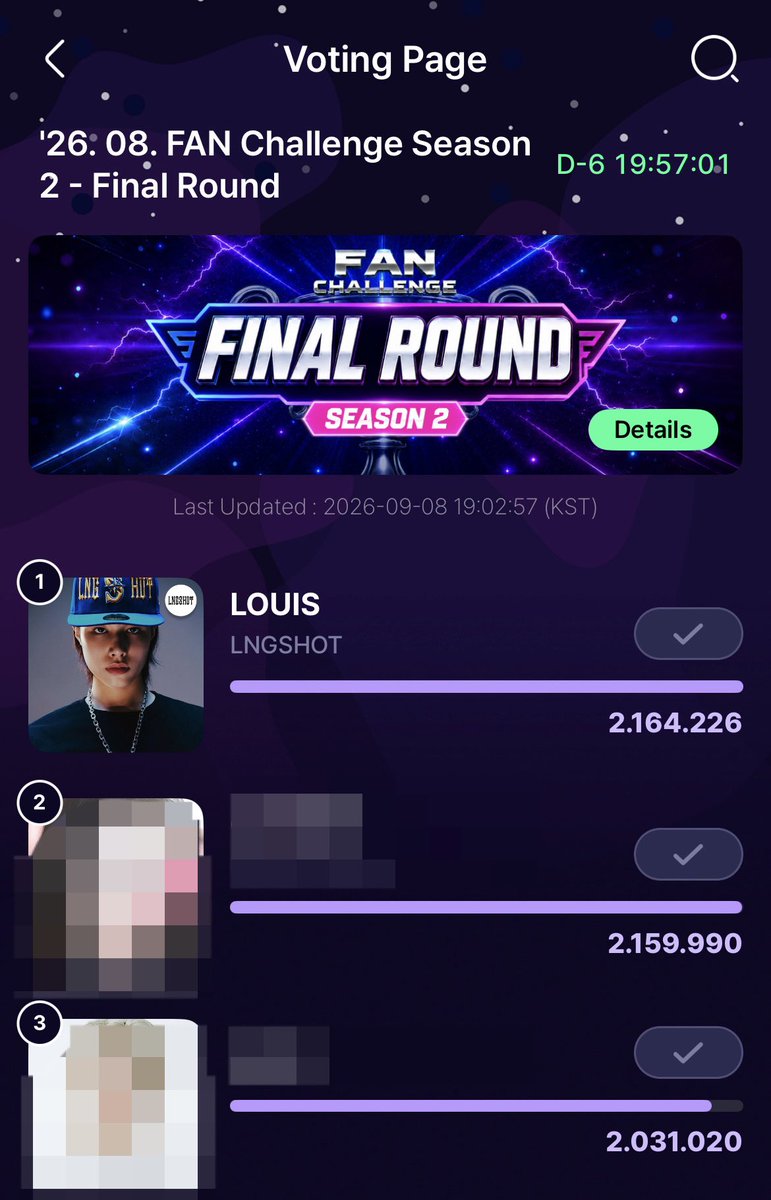LOUIS_TEAMVOTE's tweet photo. 🗳️ 𝐕𝐎𝐓𝐈𝐍𝐆 𝐑𝐄𝐌𝐈𝐍𝐃𝐄𝐑

‼️ 𝐅𝐀𝐍𝐃𝐎𝐑𝐀 𝐅𝐈𝐍𝐀𝐋 𝐑𝐎𝐔𝐍𝐃 — 𝐅𝐀𝐍 𝐂𝐇𝐀𝐋𝐋𝐄𝐍𝐆𝐄 𝐒𝐄𝐀𝐒𝐎𝐍 𝟐 

🗓️ 𝐕𝐨𝐭𝐢𝐧𝐠 𝐏𝐞𝐫𝐢𝐨𝐝
 𝟏 𝐒𝐞𝐩 (12.00 KST) - 𝟏𝟓 𝐒𝐞𝐩 (15.00 KST)

🏆 𝐑𝐄𝐖𝐀𝐑𝐃
Digital Signage di Hongdae selama 7 hari!

🎯 #𝟏

Bonjournation jangan lupa mengumpulkan 𝗛𝗲𝗮𝗿𝘁𝘀 untuk push #LOUIS berada di posisi #1 💙

💡 𝐂𝐀𝐑𝐀 𝐌𝐄𝐍𝐆𝐔𝐌𝐏𝐔𝐋𝐊𝐀𝐍 𝐇𝐄𝐀𝐑𝐓𝐒
→ Nonton ads 20x setiap hari
→ Kumpulkan Hearts dari ads
→ Rutin lakukan setiap hari
→ Minimum voting: 100 Hearts

⚠️ 𝐏𝐋𝐄𝐀𝐒𝐄 𝐍𝐎𝐓𝐄
❤️ 𝗛𝗲𝗮𝗿𝘁𝘀 𝗲𝘅𝗽𝗶𝗿𝗲 𝘀𝗲𝘁𝗶𝗮𝗽 𝗮𝗸𝗵𝗶𝗿 𝗯𝘂𝗹𝗮𝗻, jadi untuk sekarang masih aman sekali untuk disimpan.

📥 Bagi yang memiliki 2 akun Fandora, boleh drop Hearts dari salah satu akun. Apabila hanya memiliki 1 akun saja, disarankan untuk 𝘀𝗶𝗺𝗽𝗮𝗻 Hearts-nya terlebih dahulu dan 𝘁𝘂𝗻𝗴𝗴𝘂 𝗮𝗿𝗮𝗵𝗮𝗻 dari base, terutama saat ada event 𝗛𝗲𝗮𝗿𝘁 𝗕𝗮𝗰𝗸 atau 𝗺𝗮𝘀𝘀 𝘃𝗼𝘁𝗲.

Jangan jalan sendiri yaa. Ikutin strategi dan arahan yang telah kita tentukan supaya Hearts kita bisa dipakai semaksimal mungkin. Jangan langsung drop hanya karena melihat ranking, kita kumpulkan dulu dan gerak bareng di waktu yang tepat.

𝐋𝐄𝐓’𝐒 𝐏𝐔𝐒𝐇 𝐓𝐎 #𝟏 𝐓𝐎𝐆𝐄𝐓𝐇𝐄𝐑! 🚨❤️‍🔥
#LOUIS #루이 #LNGSHOT #롱샷