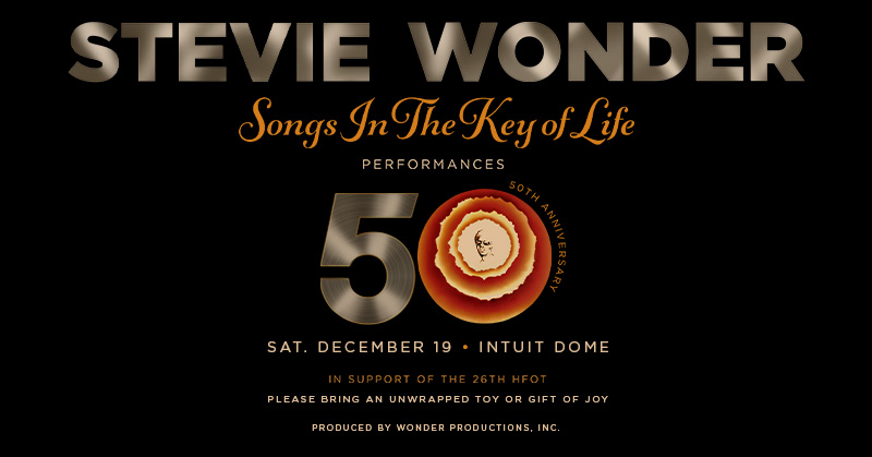 LiveNation_LA's tweet photo. JUST ANNOUNCED! 🎹 The legendary Stevie Wonder is bringing the Songs In The Key of Life Performances 50th Anniversary Tour to Intuit Dome on December 19th! Tickets on sale Thursday, Sept 10th @ 10AM local. https://t.co/PAjYqzmvlQ