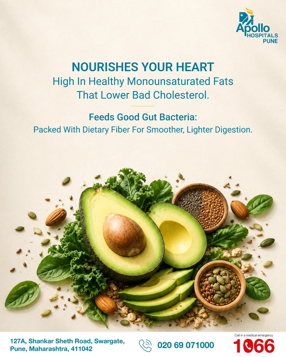 ApolloPune's tweet photo. Celebrate Nutrition Week with a simple health upgrade! 

Avocados support heart health, aid digestion and help your body absorb essential vitamins.

Follow us for daily nutrition tips!

#NutritionWeek #HealthyEating #Wellness #NutritionTips https://t.co/it1Fph5jDf
