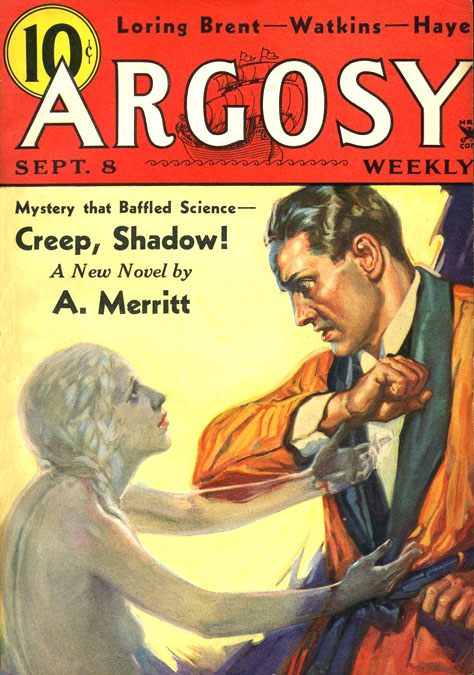 LRonLacy's tweet photo. #OTD in 1934
‘Mystery that Baffled Science - Creep, Shadow! A New Novel by A. Merritt’
#Illustration by Robert A. Graef (1879-1951)
Cover of *Argosy Weekly*, Sept. 8, 1934
#illustration #illustrationart #illustrationartists #RobertGraef #pulps #NRA #NationalRecoveryAdministration https://t.co/DFYOcK0KwO