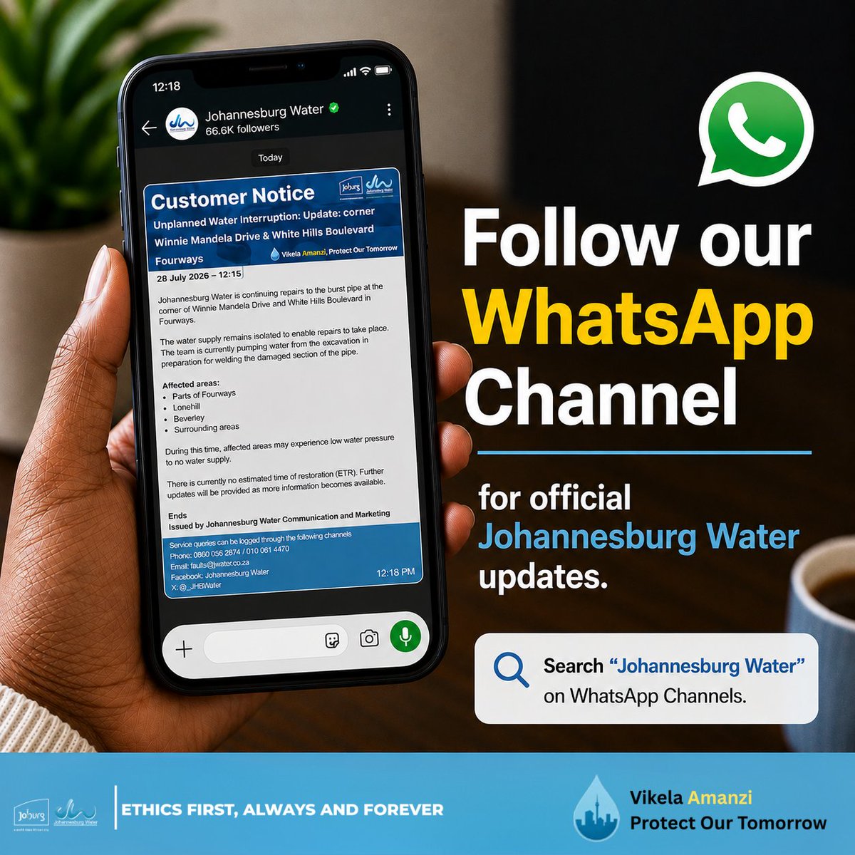 Official Johannesburg Water notice