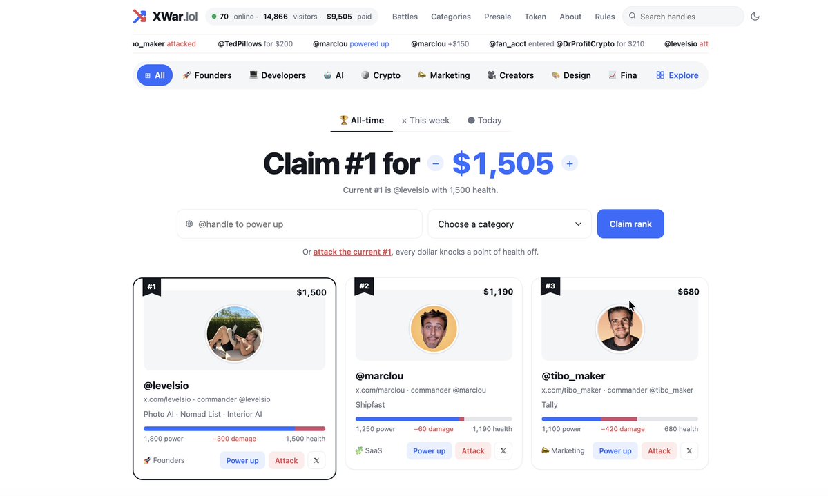 xwarlol's tweet photo. OKAY… IT’S FINALLY HERE. 👀🔥

Remember when I said I was building something big?

https://t.co/9276q61zj6 IS LIVE. ⚔️

A public leaderboard where money decides who rises… and who gets attacked.

LET THE WAR BEGIN. 🚀 https://t.co/wZ93jWbijW