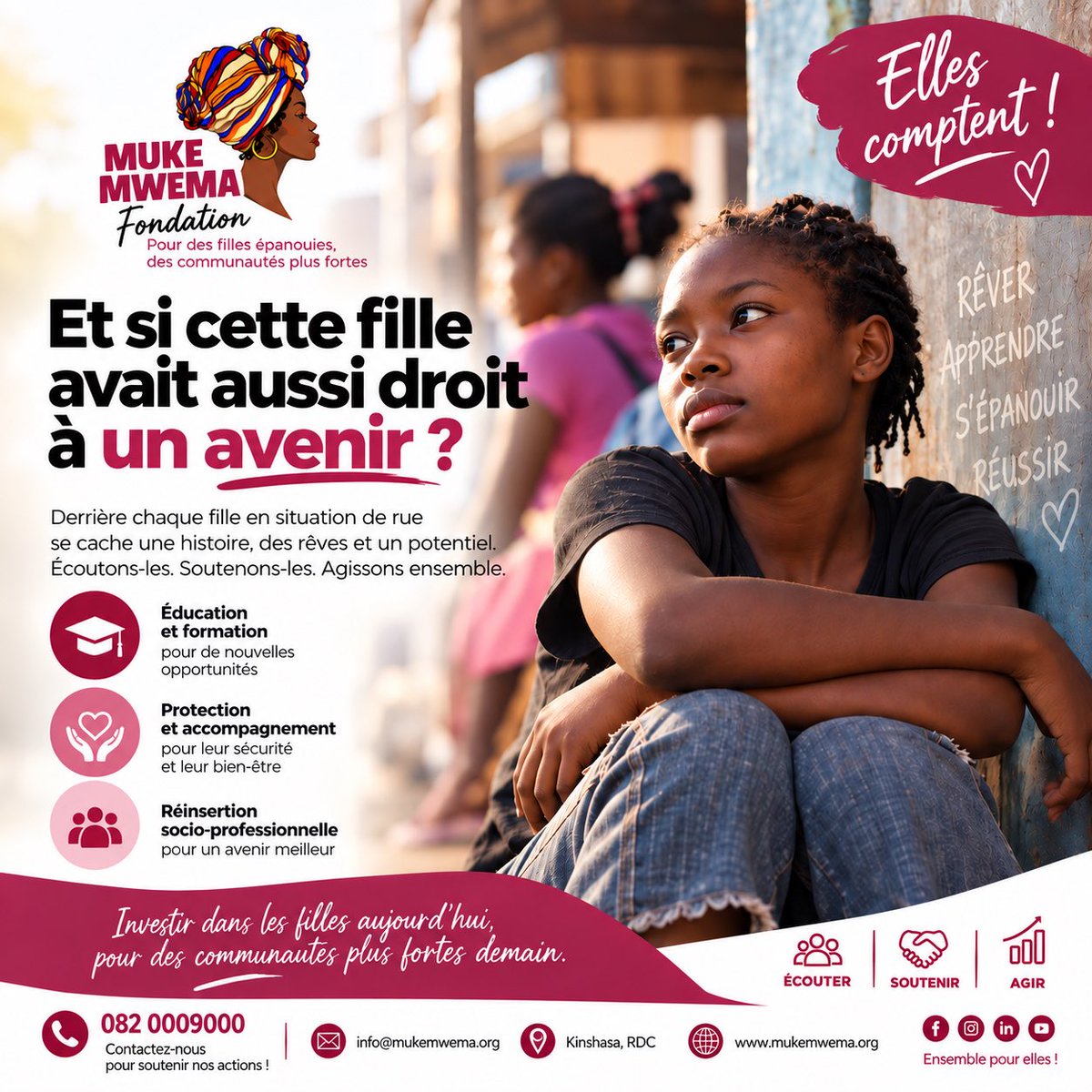 muke_mwema's tweet photo. Et si cette #fille avait le droit à un #avenir ?

Derrière sa vulnérabilité se cachent des rêves, des talents et un potentiel, écoutons soutenons et agissons car investir dans les filles aujourd’hui, c’est construire des communautés plus fortes demain.

#EnsemblePourElles #Filles https://t.co/SohtMfLWOU