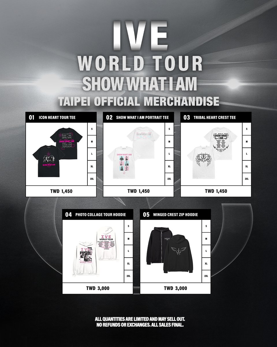 LiveNationTW's tweet photo. IVE 周邊公布 📣 Official Merchandise
IVE WORLD TOUR <SHOW WHAT I AM> IN TAIPEI

➤ 購買及入場辦法｜ https://t.co/h5kKpfujA8
➤ BUY &amp; ENTRY NOTICE｜ https://t.co/QpQsmwG2ZP

IVE WORLD TOUR <SHOW WHAT I AM> IN TAIPEI
● 時間 Time: 2026/9/11-13
● 地點 Venue: 臺北小巨蛋 Taipei Arena https://t.co/qp8Vo45sjB