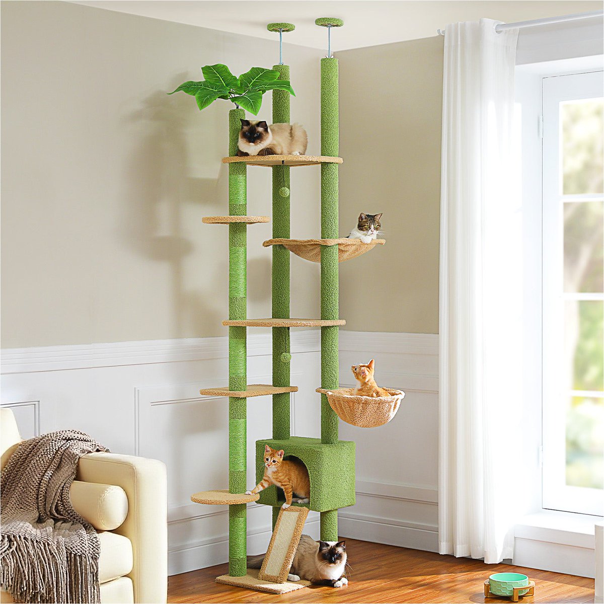 SekkoClaw's tweet photo. Meet the Sky-High Cat Tree - a 252cm floor-to-ceiling playground with plush hammocks, a private condo and sisal posts for climbing and scratching. Ideal for cats who love height. Ships from Germany, large stock, fast delivery. https://t.co/d8V93h4Nbw #catfurniture #cattree #sekko https://t.co/dWTVitdjDX