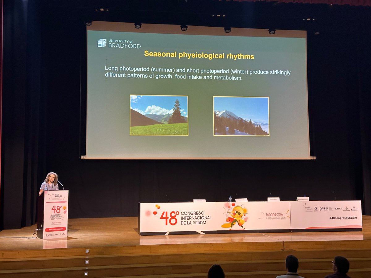 SEBBM_es's tweet photo. Comienza nuestro primer simposio con @gi_helfer de @UniofBradford con su ponencia:
“It's All in The Seasoning: How Seasonal Timing Reprograms Metabolic Physiology”
#48CongresoSEBBM #Simposio1 @universitatURV https://t.co/F4Ar7LEbgP