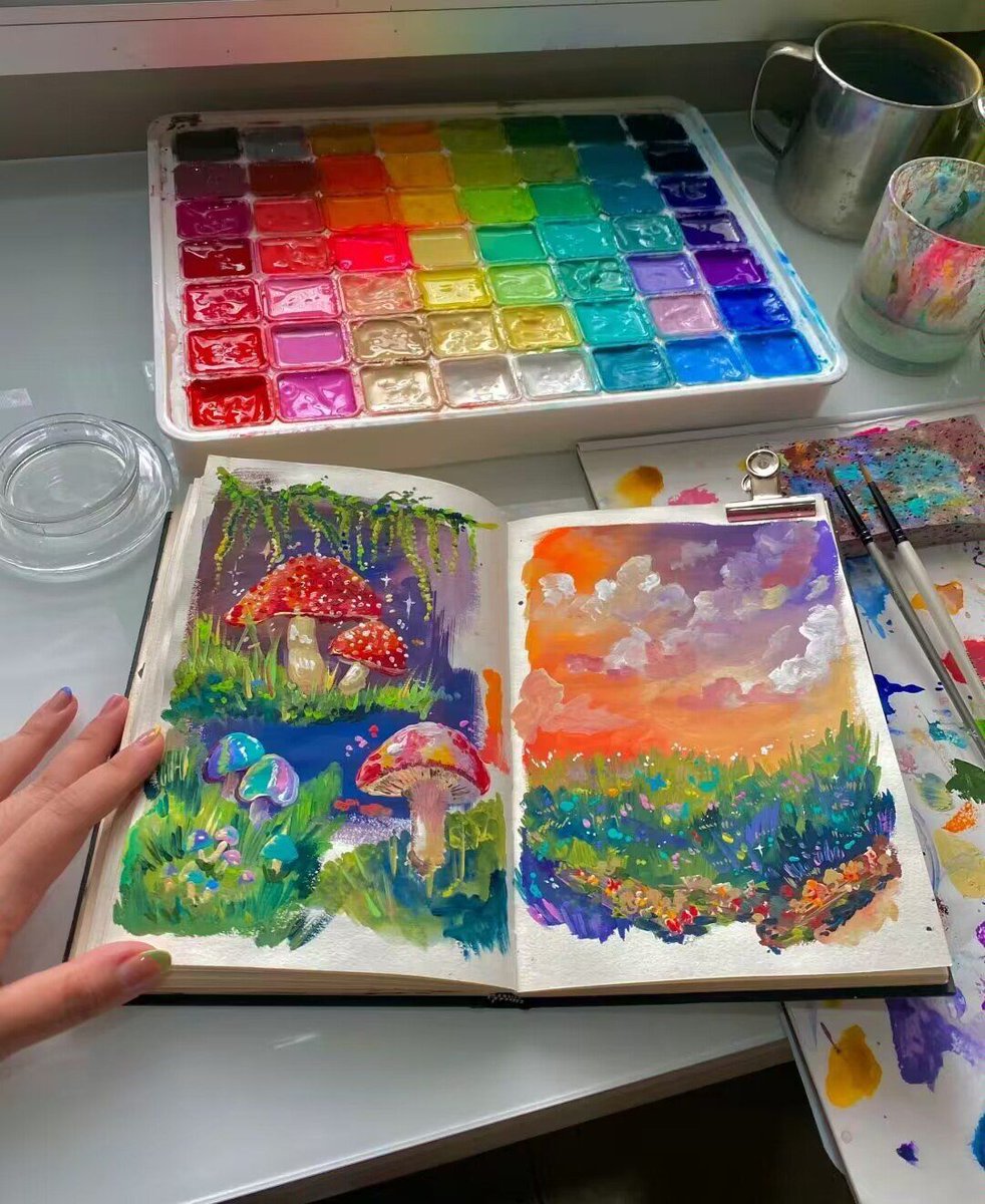 BillyJackst6fp's tweet photo. Lost in a watercolor workshop—colors melting on paper, every stroke a small, happy adventure.  #ArtVibe https://t.co/Wmex4S1vLH