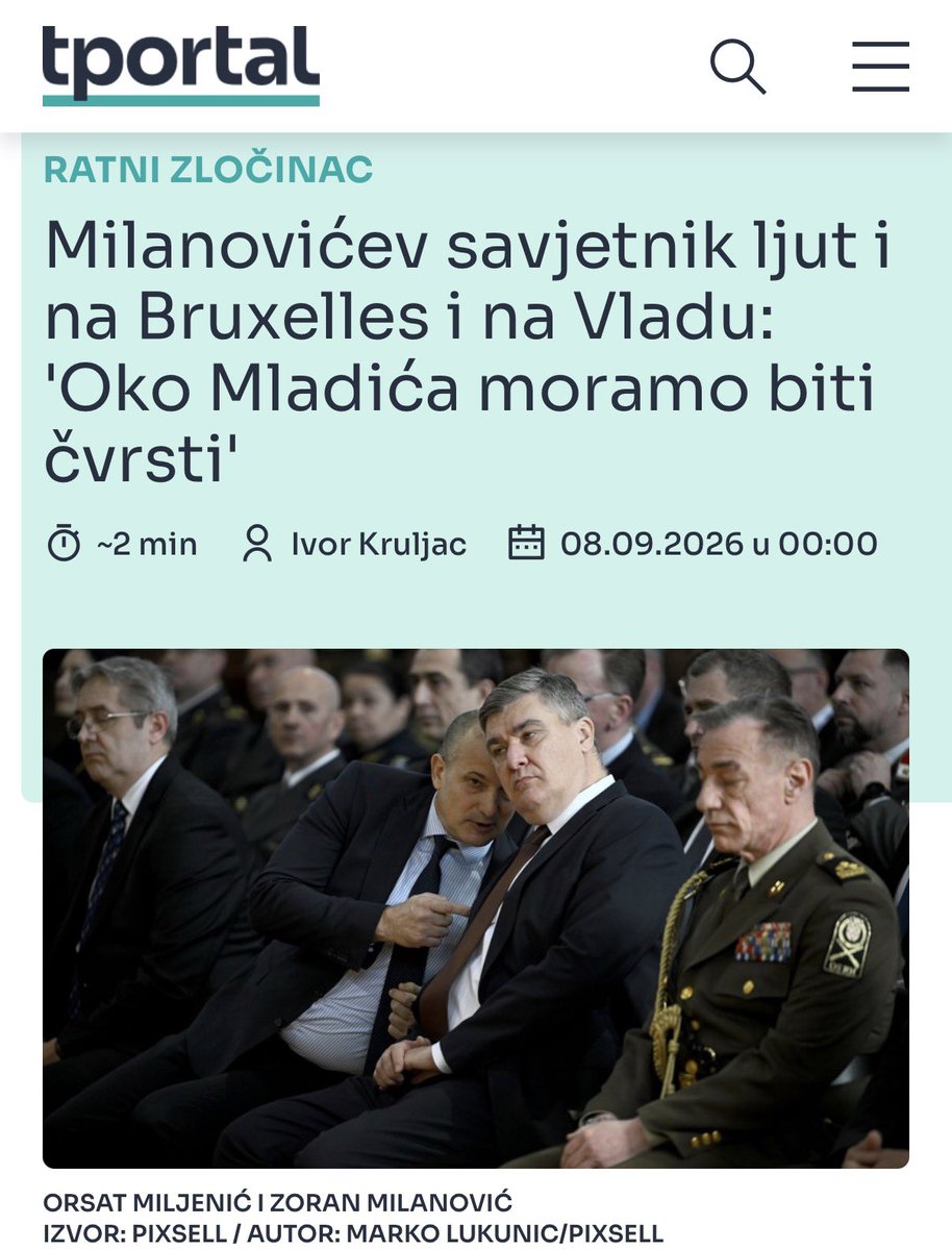 X_Fokus_'s tweet photo. Nova Alijansa protiv Srbije!

Ni dan nakon sahrane Ratka Mladića u Beogradu, mediji u Hrvatskoj, Federaciji BiH, Crnoj Gori i na Kosovu ne miruju, već rade sinhronizovano. Naslovi su isti, ton je isti, zahtev je isti:

Srbija mora biti kažnjena. Ursula von der Leyen da reaguje oštrije, da obustavi pregovore, da zaobiđe Beograd na predstojećoj turneji Zapadnim Balkanom.

Hrvatski premijer Andrej Plenković kaže da je reakcija Komisije na nivou portparola pogrešna. Traži da se oglase Ursula von der Leyen, Antonio Costa i Kaja Kalas. Jadranka Kosor traži suspenziju pregovora. Jutarnji list i Index pišu o "sramoti", "lakrdiji" i "presedanu". U Sarajevu Klix i Dnevni avaz govore o slavljenju zla i ogledalu izgubljenog društva. Crnogorski Vijesti objavljuju tekstove o tome kako se "heroj rađa kada istina umre". Na Kosovu se ponavlja isti refren.

Niko od njih ne pominje da je sahrana formalno porodična, da Vučić nije prisustvovao, da je Komisija već osudila veličanje. Umesto toga se gradi slika, Srbija je ponovo na pogrešnoj strani istorije, region je jedinstven u osudi, Brisel mora da deluje.

Ovo nije slučajno poklapanje. Ista šema se ponavlja godinama. Srebrenica, Kosovo, "velikosrpski projekat", sada sahrana. Cilj je isti. Srbija da ostane pod stalnim pritiskom, da se njen evropski put uslovljava političkim pokajanjem koje drugi ne traže od sebe. Hrvatska slavi svoje generale, u Federaciji BiH se ne spominju zločini nad Srbima, a Crna Gora i Priština koriste svaku priliku da se predstave kao pouzdani partneri Zapada.

I na kraju, poziv Ursuli da "kazni Srbiju" nije poziv na pravdu. To je pokušaj da se jedan pogreb pretvori u politički instrument. Srbija je vratila telo srpskog generala i sahranila ga. Region od toga pravi novu alijansu. Pitanje je samo da li će Brisel i ovog puta prihvatiti da igra po njihovom scenariju!