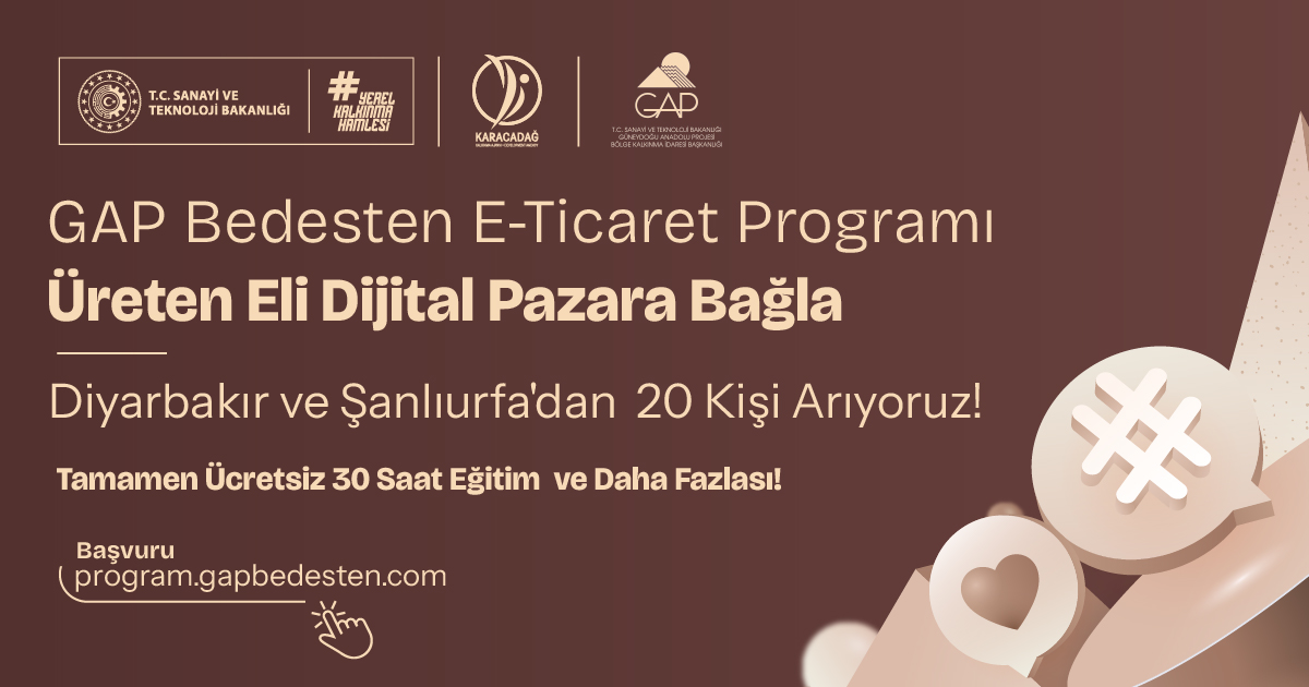 gapbedesten's tweet photo. Üreten eller dijital pazara açılıyor! 📷

Diyarbakır ve Şanlıurfa’dan 20 kişi için 30 saat tamamen ücretsiz eğitim! Dijital pazarlama, e-ticaret ve dijital satış fırsatlarını keşfetmek için:

📷 https://t.co/6jjrFHOIE8

#GAPBedesten #ETicaret #DijitalDönüşüm #YerelKalkınma https://t.co/MR14hxtWid