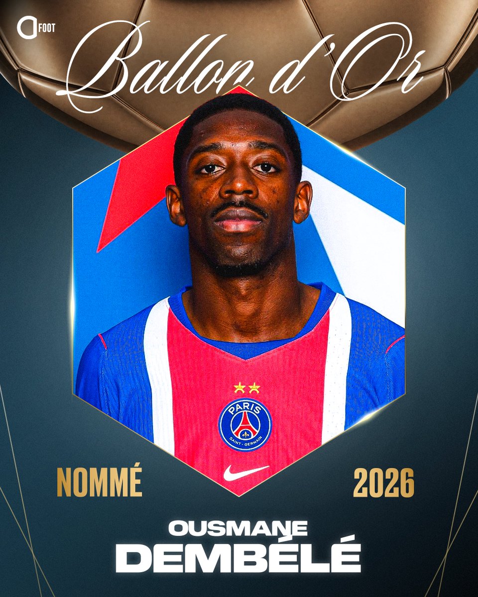 ActuFoot_'s tweet photo. 🚨🚨 OFFICIEL ! BALLON D’OR 2025, OUSMANE DEMBÉLÉ 🇫🇷 EST DE NOUVEAU NOMMÉ POUR LE BALLON D’OR 2026 !!! 🌕🦟

🏟️ 53 matchs (TCC)
⚽️ 23 buts (TCC)
🎯 15 passes décisives (TCC)

🏆 Ligue des champions
🏆 Ligue 1
🏆 Coupe Intercontinentale
🏆 Supercoupe d’Europe  
🏆 Trophée des champions  
⭐️ Meilleur joueur de Ligue 1 
⭐️ Membre du XI de la saison en Ligue des champions

✅ Back 2 Back Ligue des Champions
⏳ Back 2 Back Ballon d’Or 

Vous y croyez ? 🤔
