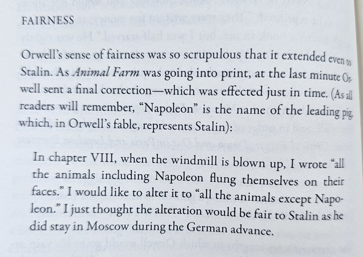 EggrollShogun's tweet photo. Ever fair-minded, George Orwell submitted a last-minute correction to Animal Farm so Napoleon the pig does not flinch when the windmill explodes.

"[Stalin] did stay in Moscow." https://t.co/eModT0a1tL